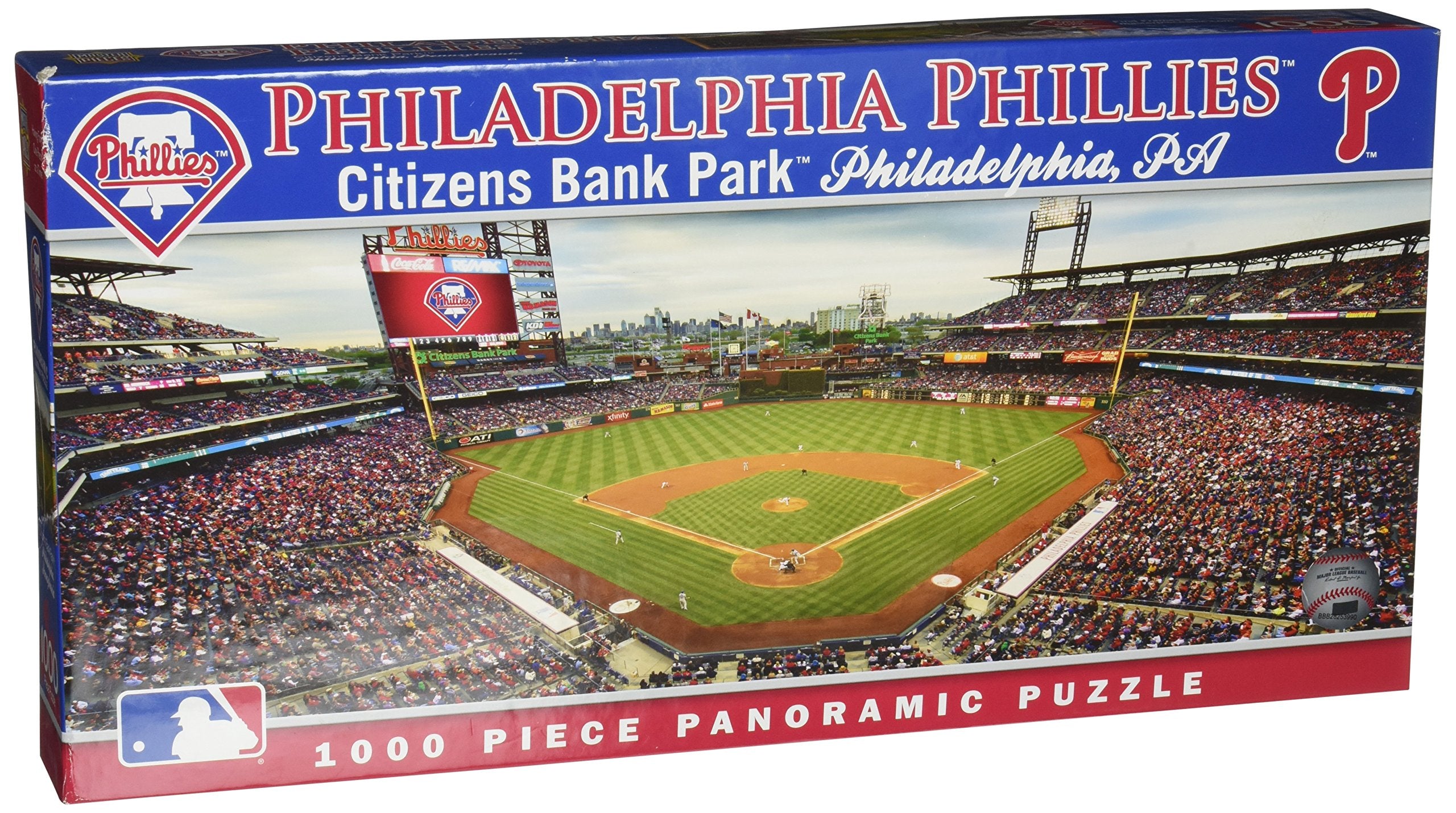 MasterPieces MLB Phillies stadium panoramic view puzzle for immersive game-night entertainment and wall display option
