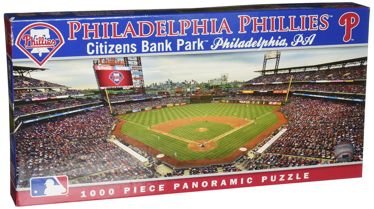 MasterPieces MLB Phillies stadium panoramic view puzzle for immersive game-night entertainment and wall display option