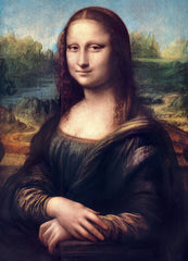 Close-up of MasterPieces Mona Lisa puzzle pieces interlocking securely