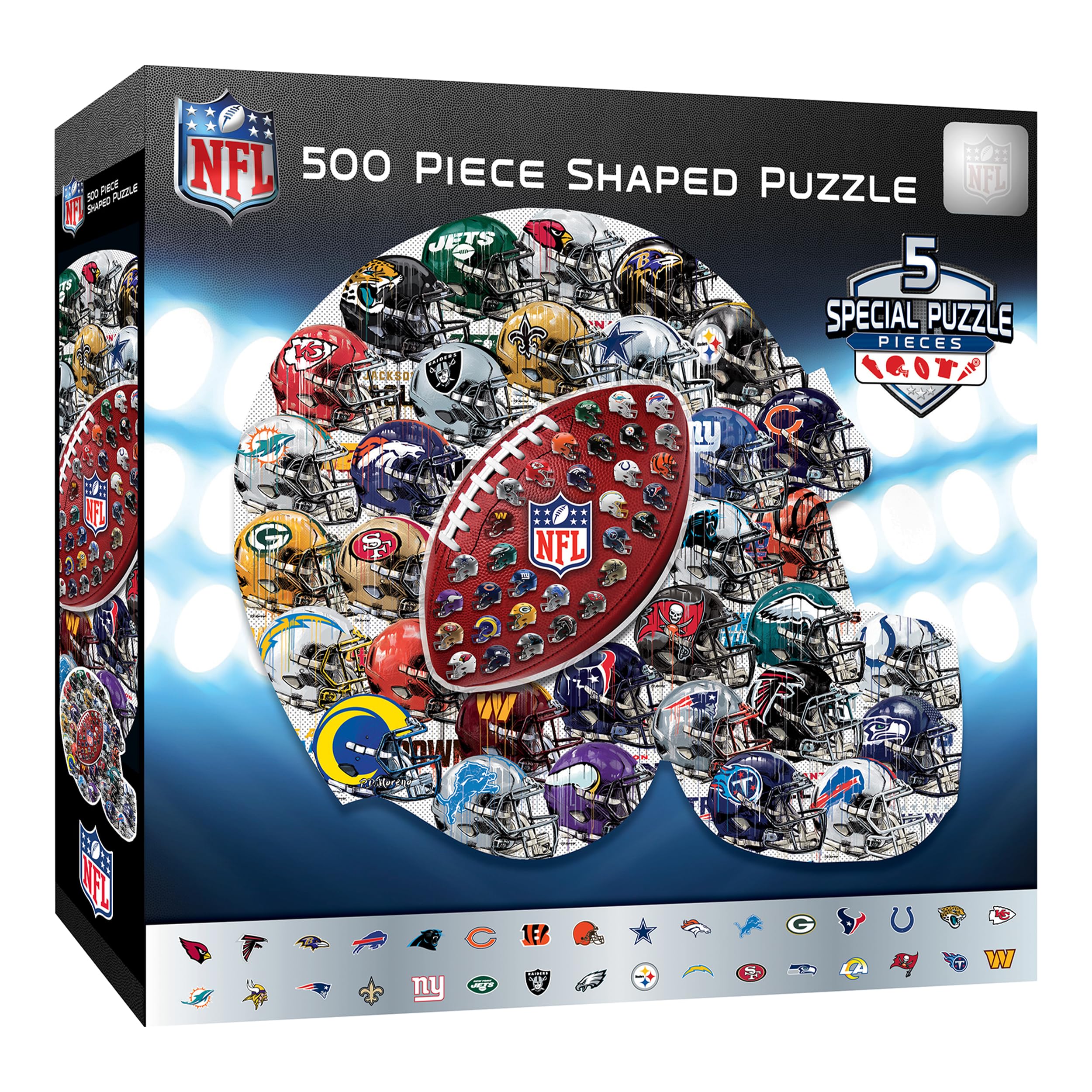 MasterPieces NFL Drip Art helmet puzzle front view for immersive game-night entertainment.