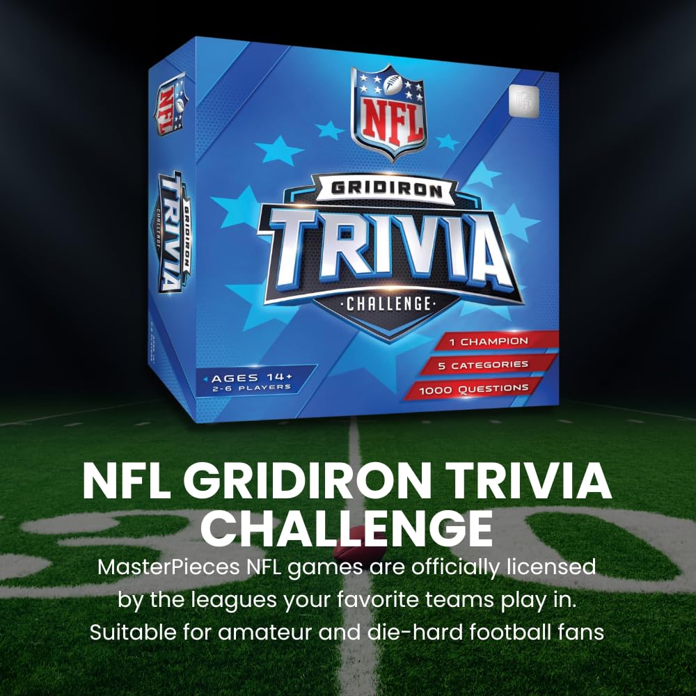 Masterpieces NFL Gridiron Trivia cards for quick questions and replayability