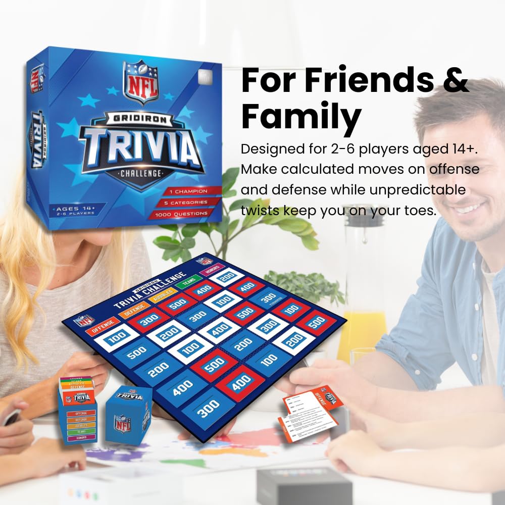Masterpieces NFL Gridiron Trivia instruction sheet guides setup and play