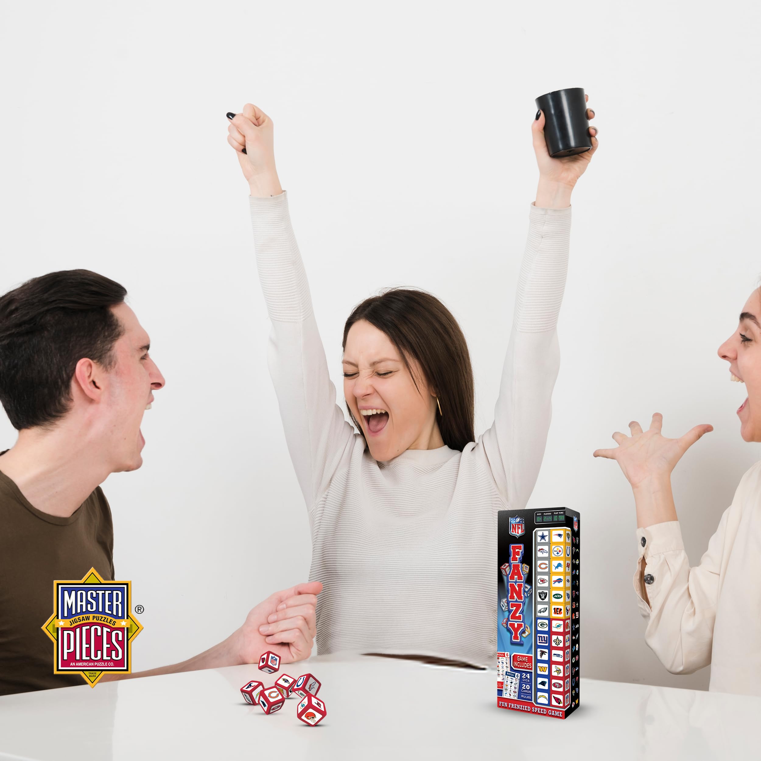 MasterPieces NFL Fanzy Dice unboxed display ready for play