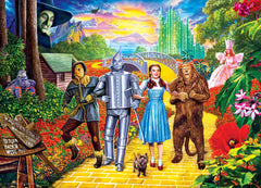 MasterPieces Off To See The Wizard puzzle pieces scattered, inviting a cozy challenge.
