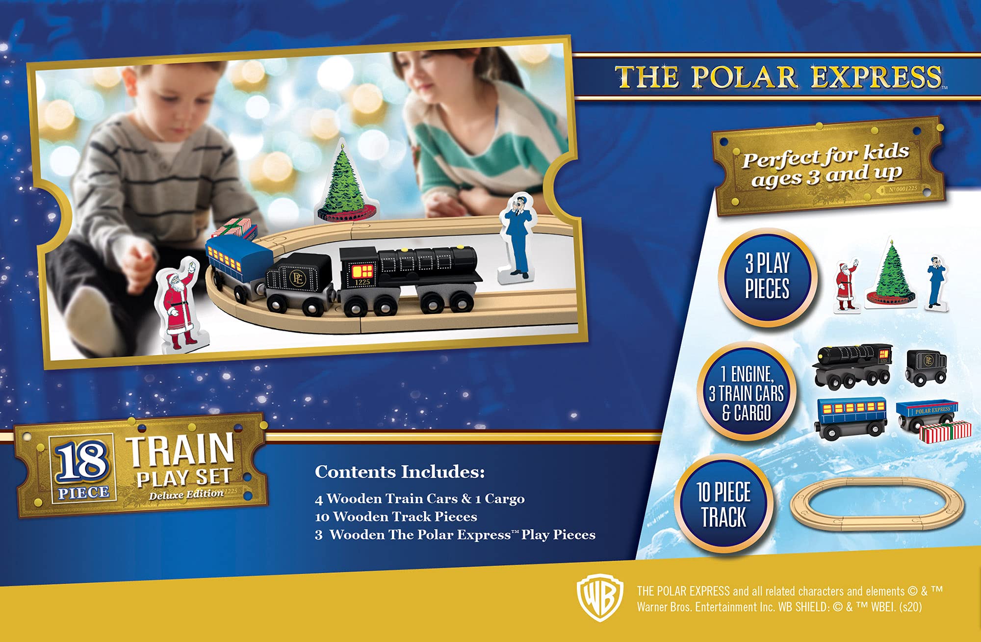 MasterPieces Polar Express track pieces, compatible with most 1-inch tracks for flexible layouts.
