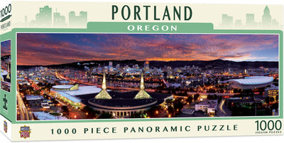 MasterPieces Portland Skyline panoramic puzzle showing cityscape for family bonding