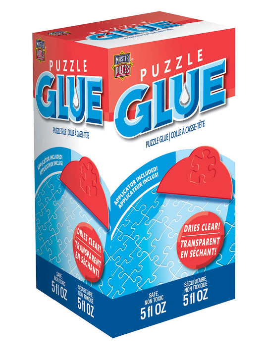 MasterPieces puzzle glue applicator demonstrates easy, even application for puzzle preservation.