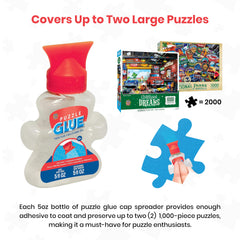 MasterPieces Puzzle Glue glossy finish preserves colors for display.