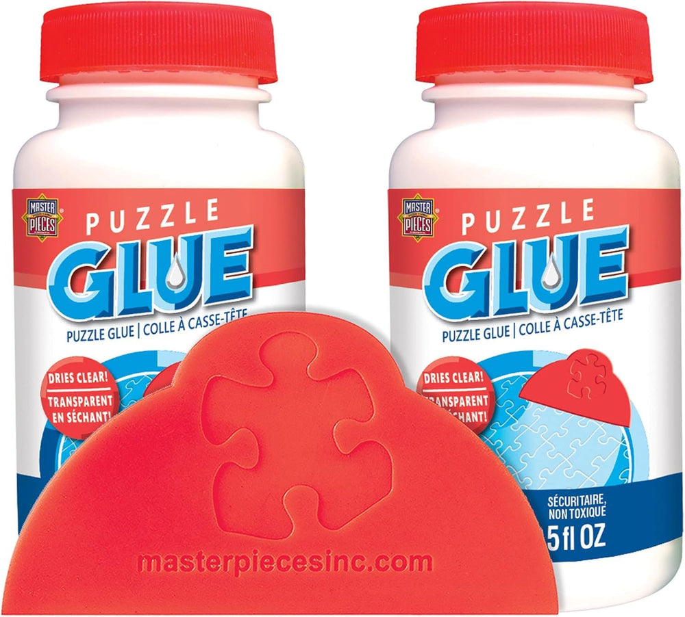 MasterPieces quick-dry formula enabling timely framing of a puzzle.