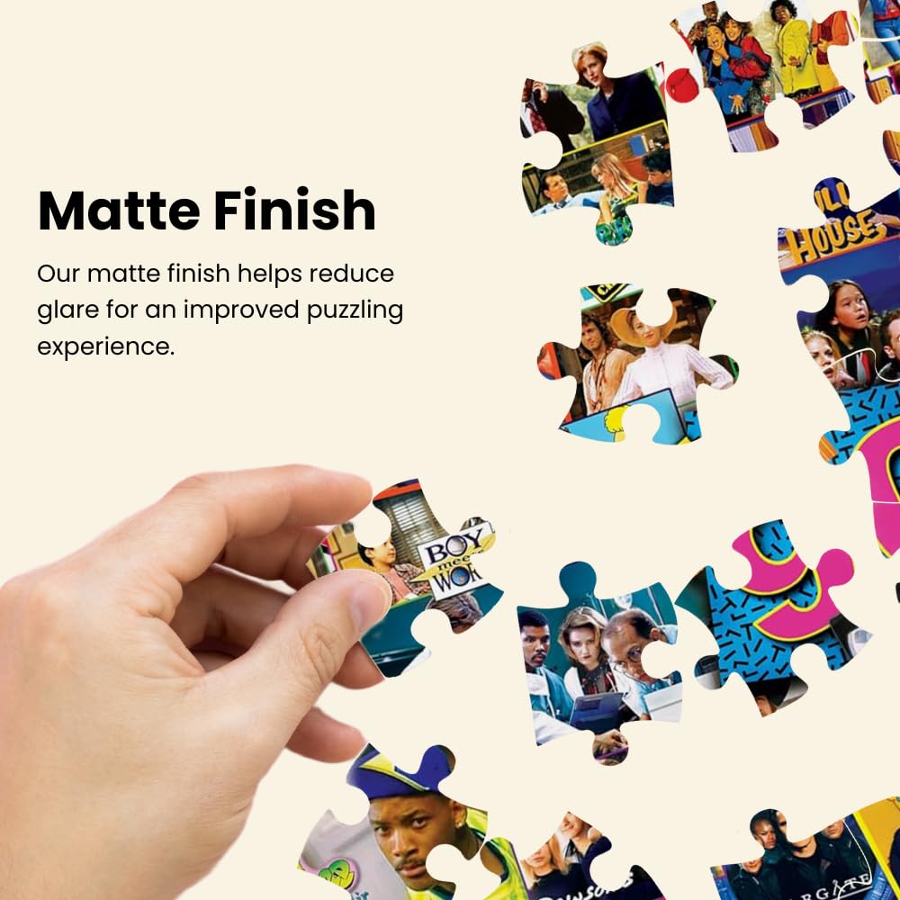 MasterPieces puzzle matte finish reduces glare for comfortable viewing during assembly.