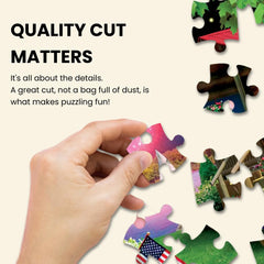 MasterPieces puzzle piece closeup showing interlocking tabs