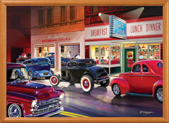 MasterPieces Route 66 Phil's Diner box contents ready for setup.