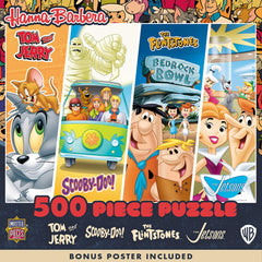 MasterPieces Scooby-Doo puzzle with Hanna-Barbera collage, ideal for adults' cozy puzzle nights