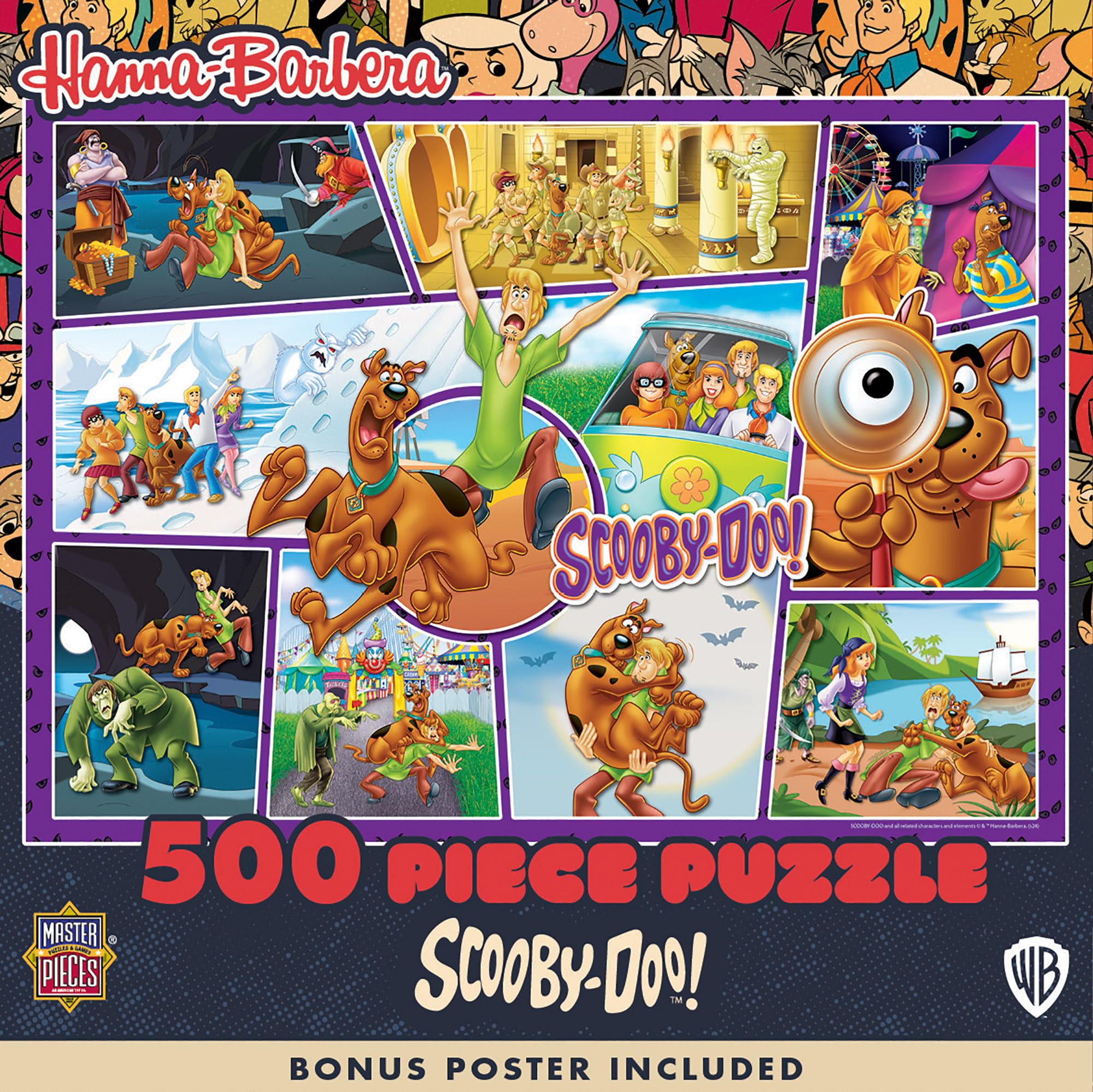 MasterPieces Scooby-Doo puzzle collage, 500 pieces, ideal for family puzzle nights and concentration practice