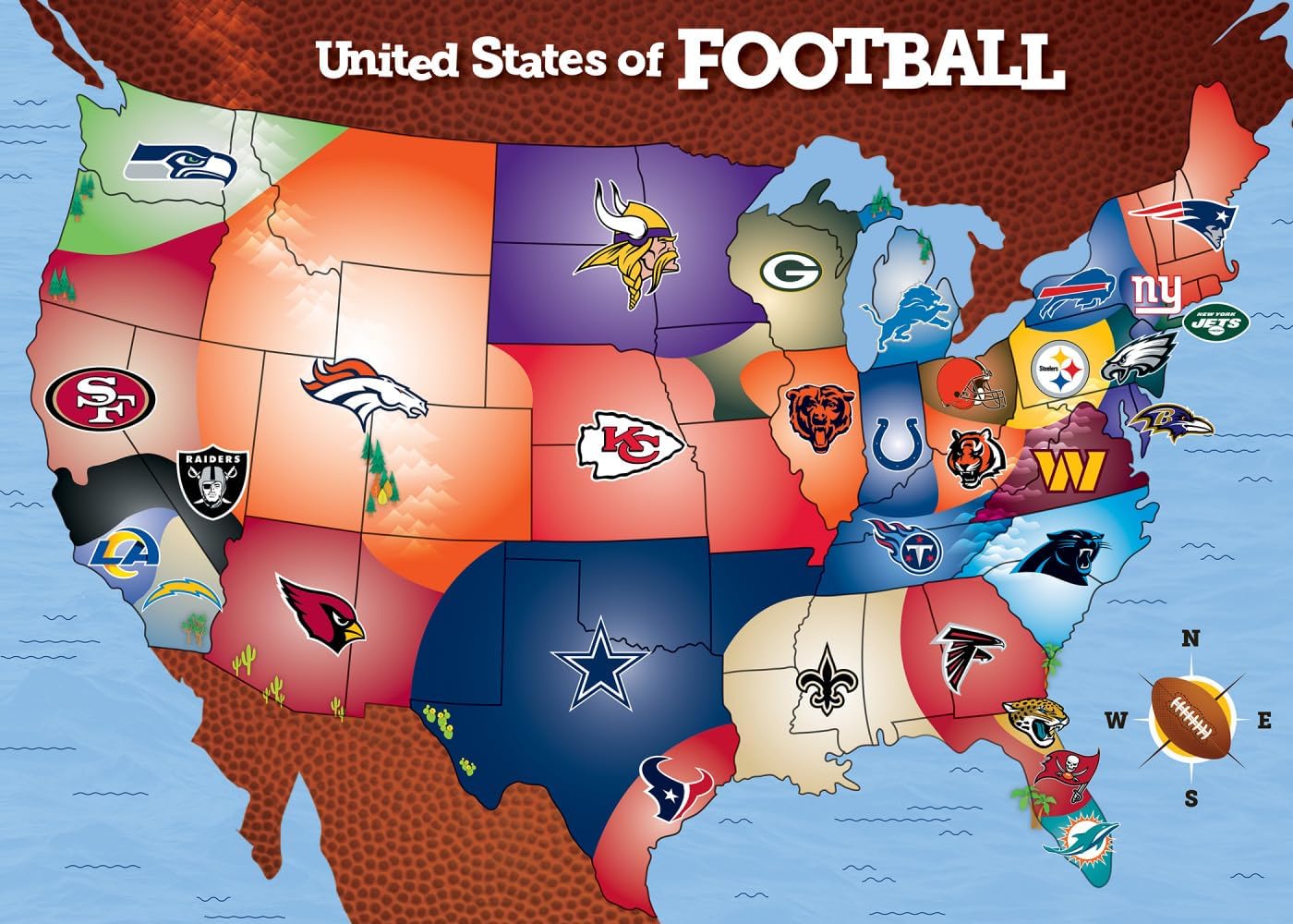 MasterPieces NFL League Map logos inspire collectible play on game nights.