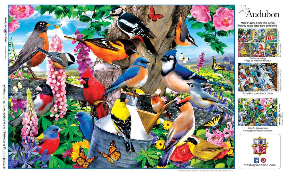 MasterPieces Spring Gathering eco-friendly materials image pointing to recycled board and sustainability.