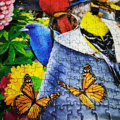 MasterPieces Spring Gathering thick puzzle board closeup emphasizing durable construction for years of use.