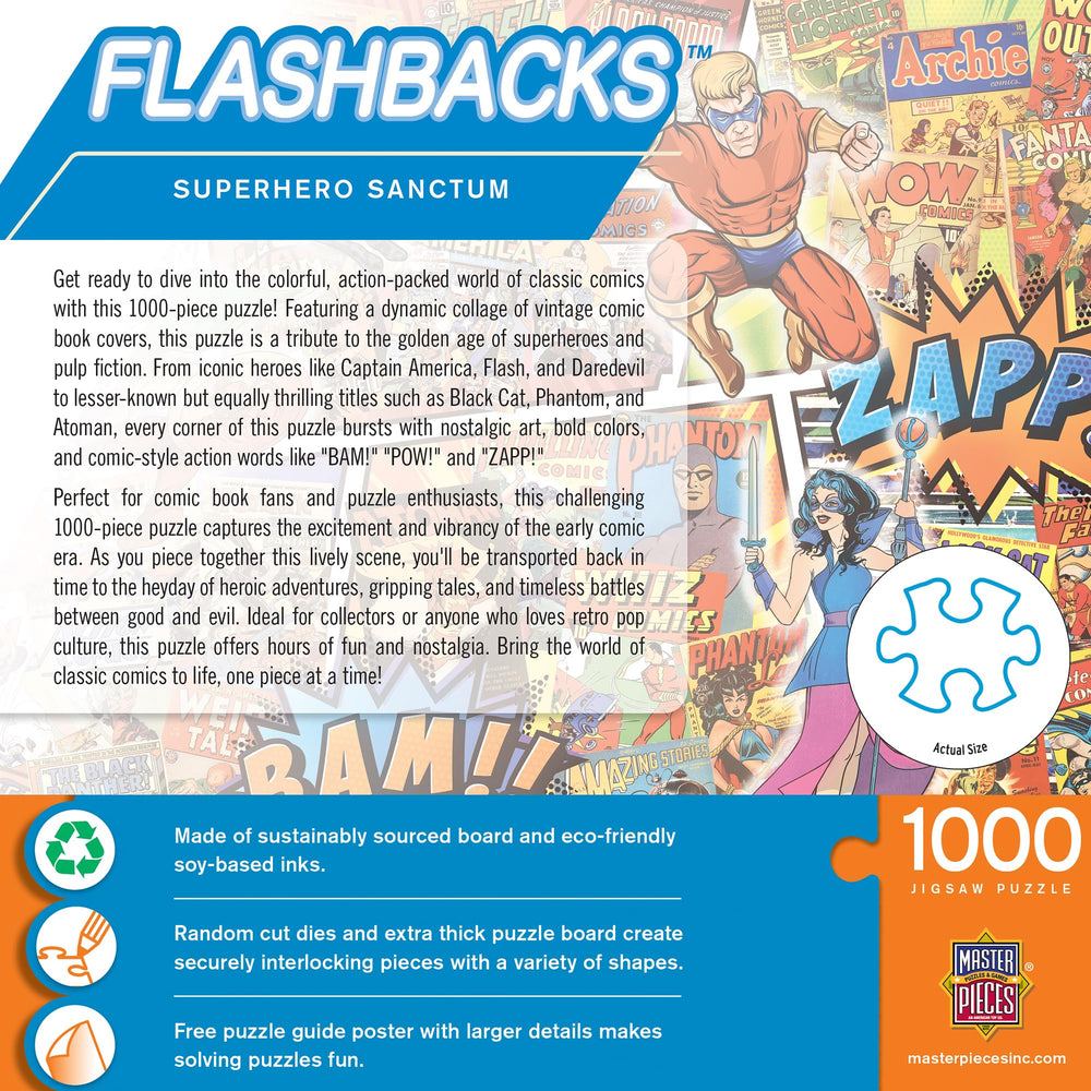 MasterPieces thick recycled-board; sturdy pieces interlock for hours of gameplay