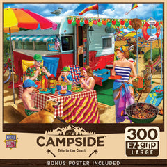 MasterPieces Trip to the Coast puzzle box front, ideal for family puzzle night.