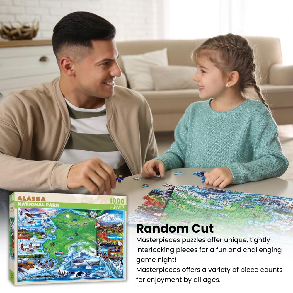 Close-up of interlocking pieces from MasterPieces puzzle
