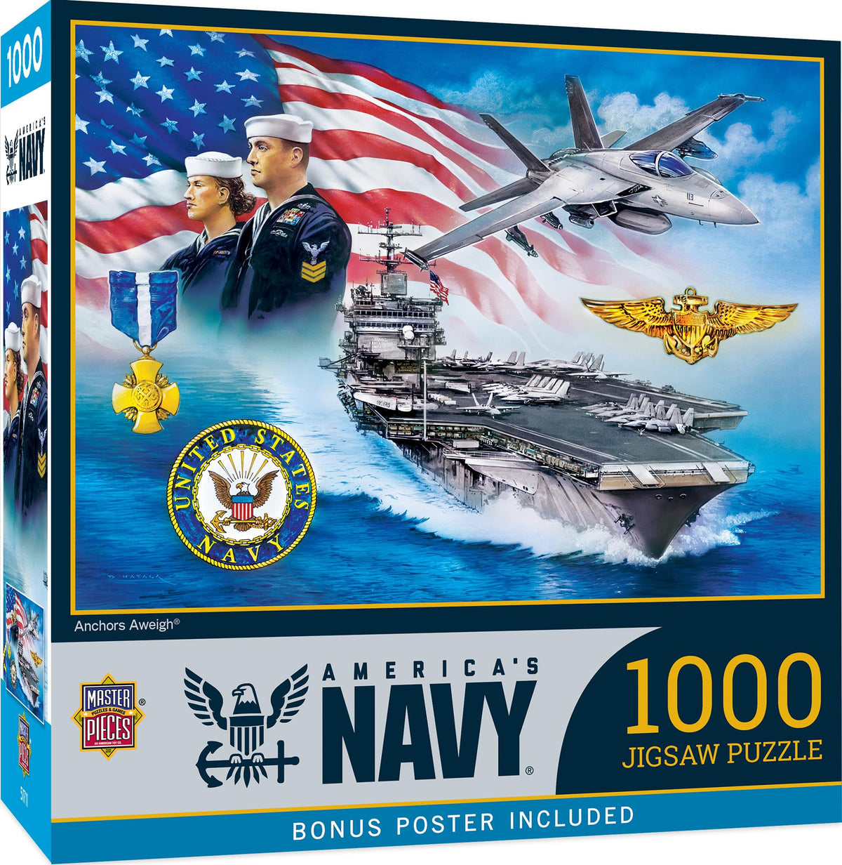 MasterPieces US Navy puzzle cover shows a vibrant naval scene for family puzzling