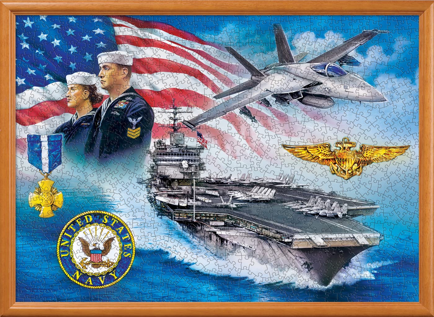 MasterPieces US Navy puzzle sunset on horizon offers serene evening puzzling