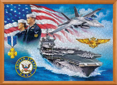 MasterPieces US Navy puzzle sunset on horizon offers serene evening puzzling
