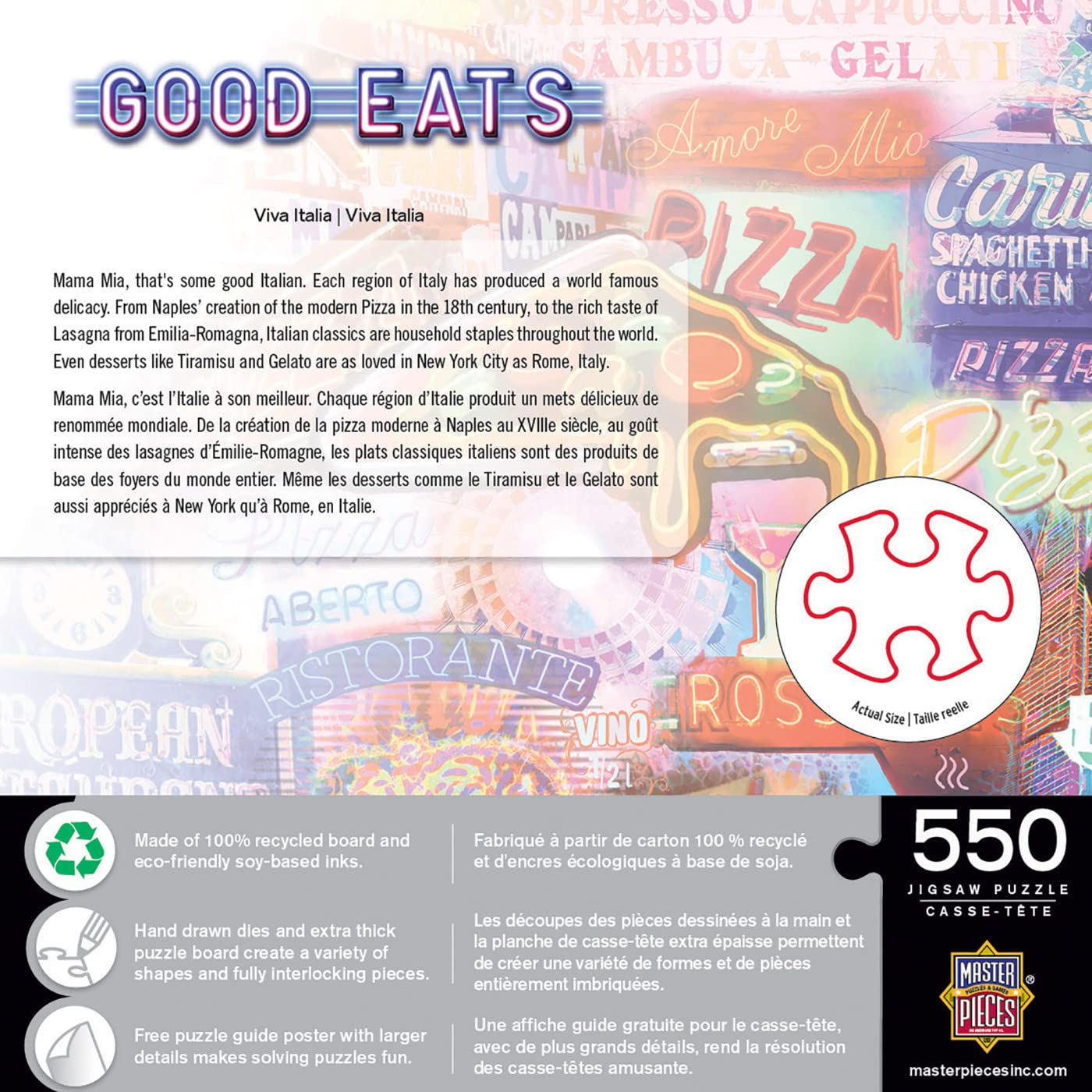 MasterPieces Viva Italia 550-puzzle landmarks highlighting Italian motifs for engaging solving