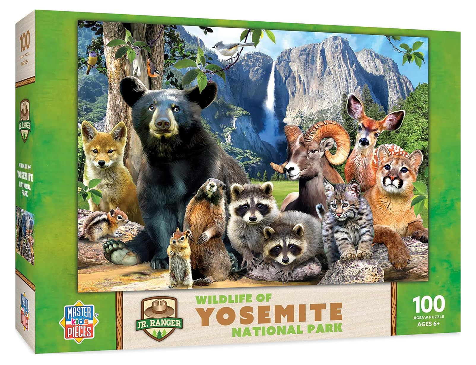 MasterPieces 100-piece wildlife Shenandoah Park puzzle with forest animals promotes screen-free learning