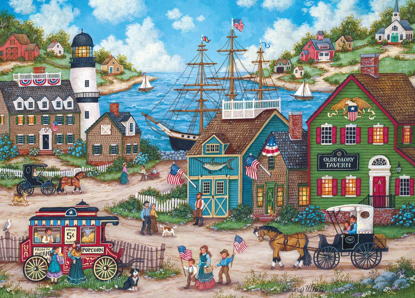 MasterPieces Young Patriots puzzle interlock closeup shows tight, thick pieces