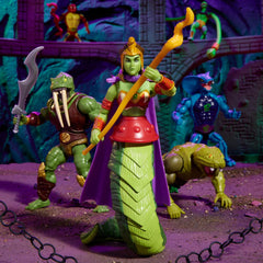 Masters of the Universe Lady Slither figure back view reveals serpentine silhouette for dramatic shelves