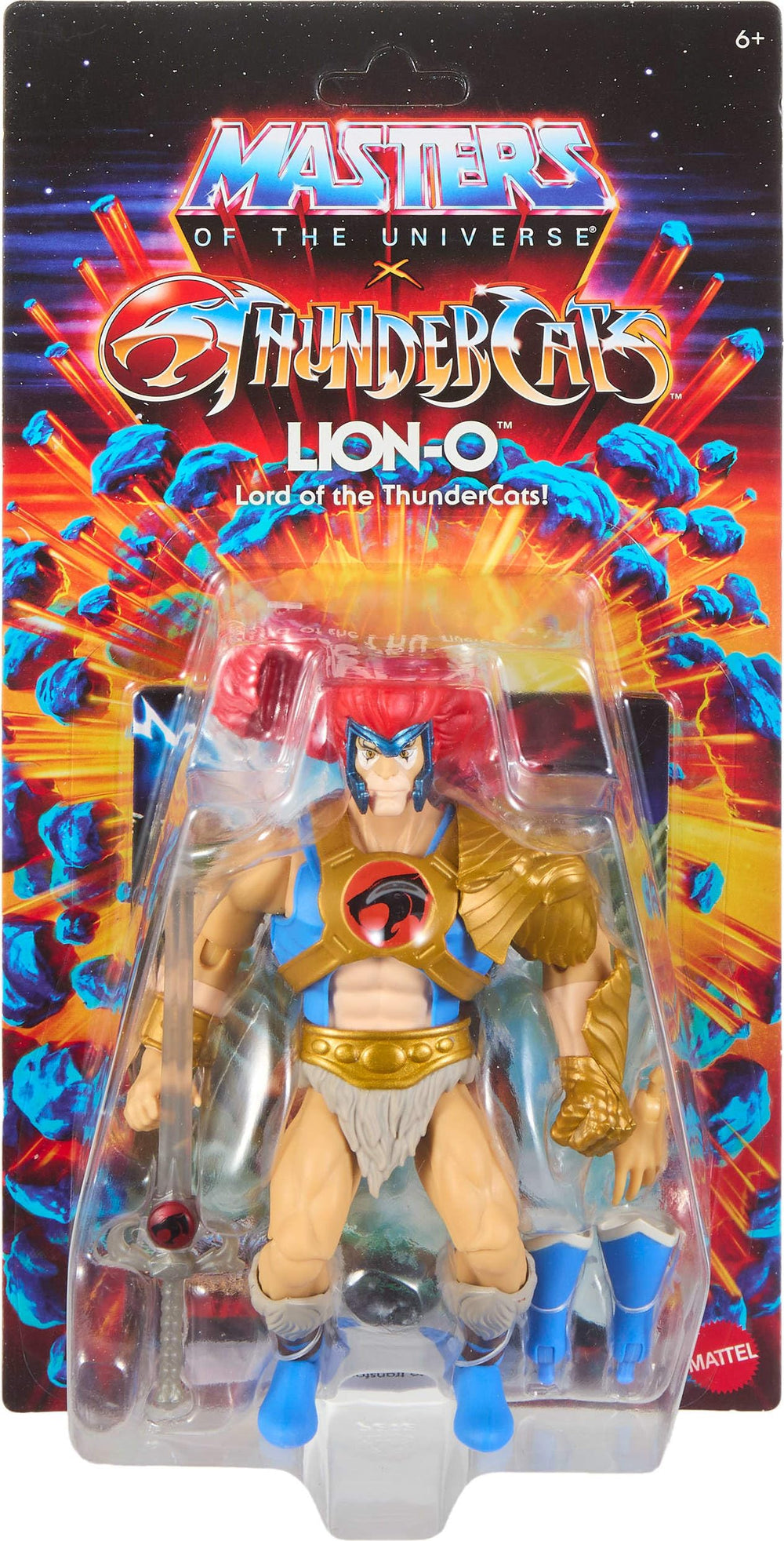 Masters of the Universe Lion-O cross brand nostalgia display on shelf or diorama.