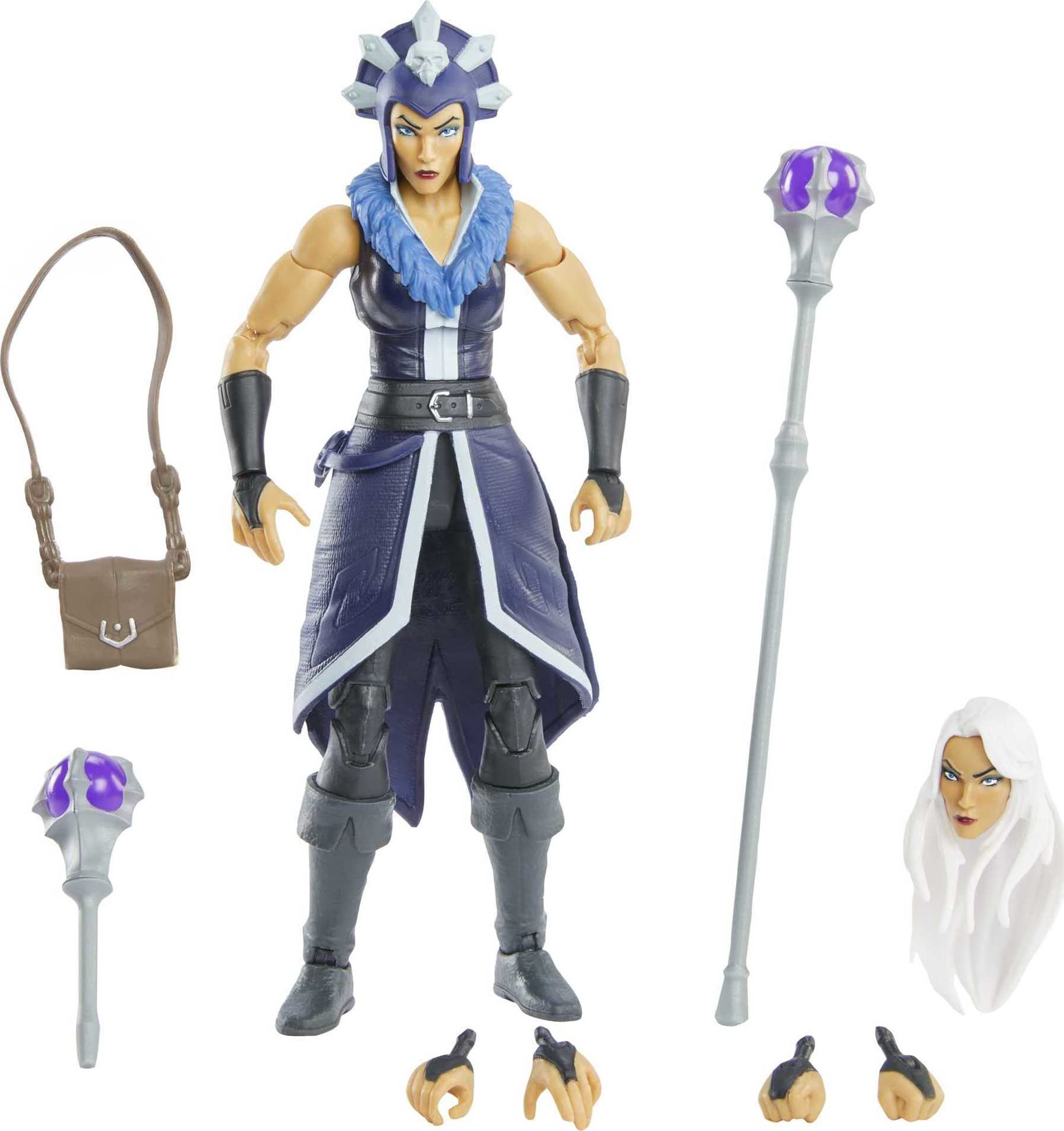 7-inch Masters of the Universe Masterverse Evil-Lyn poseable figure for photography.