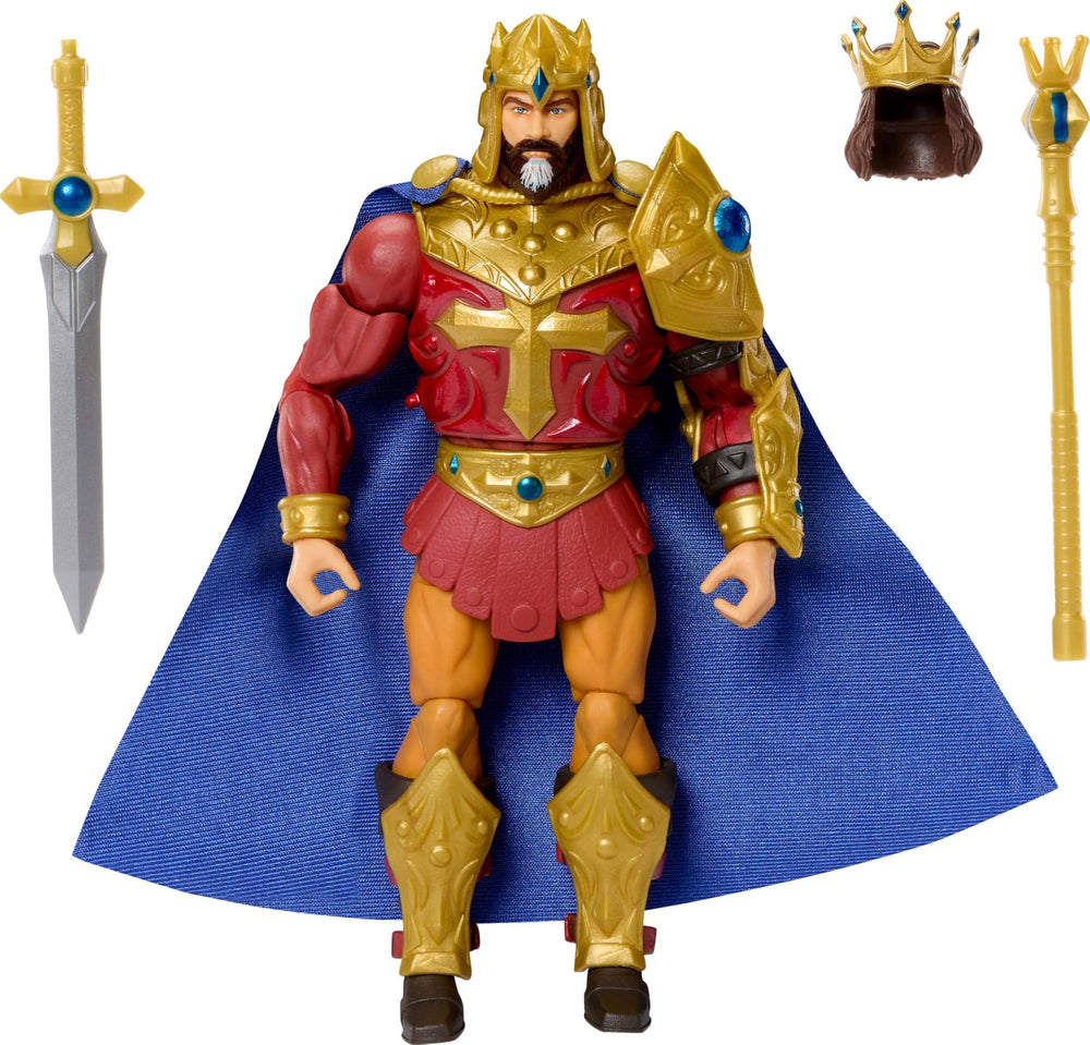 Masterverse King Randor figure front view showing 30 articulations for dynamic poses.