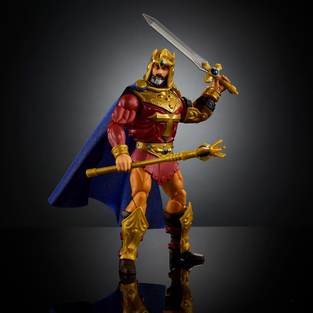 King Randor helmet with blue jeweled accents for authentic MOTU styling.