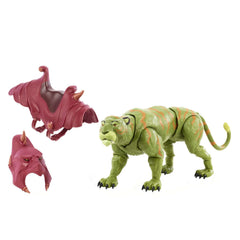 Mask-off face reveals Cringer on Masterverse Battle Cat for dramatic play.