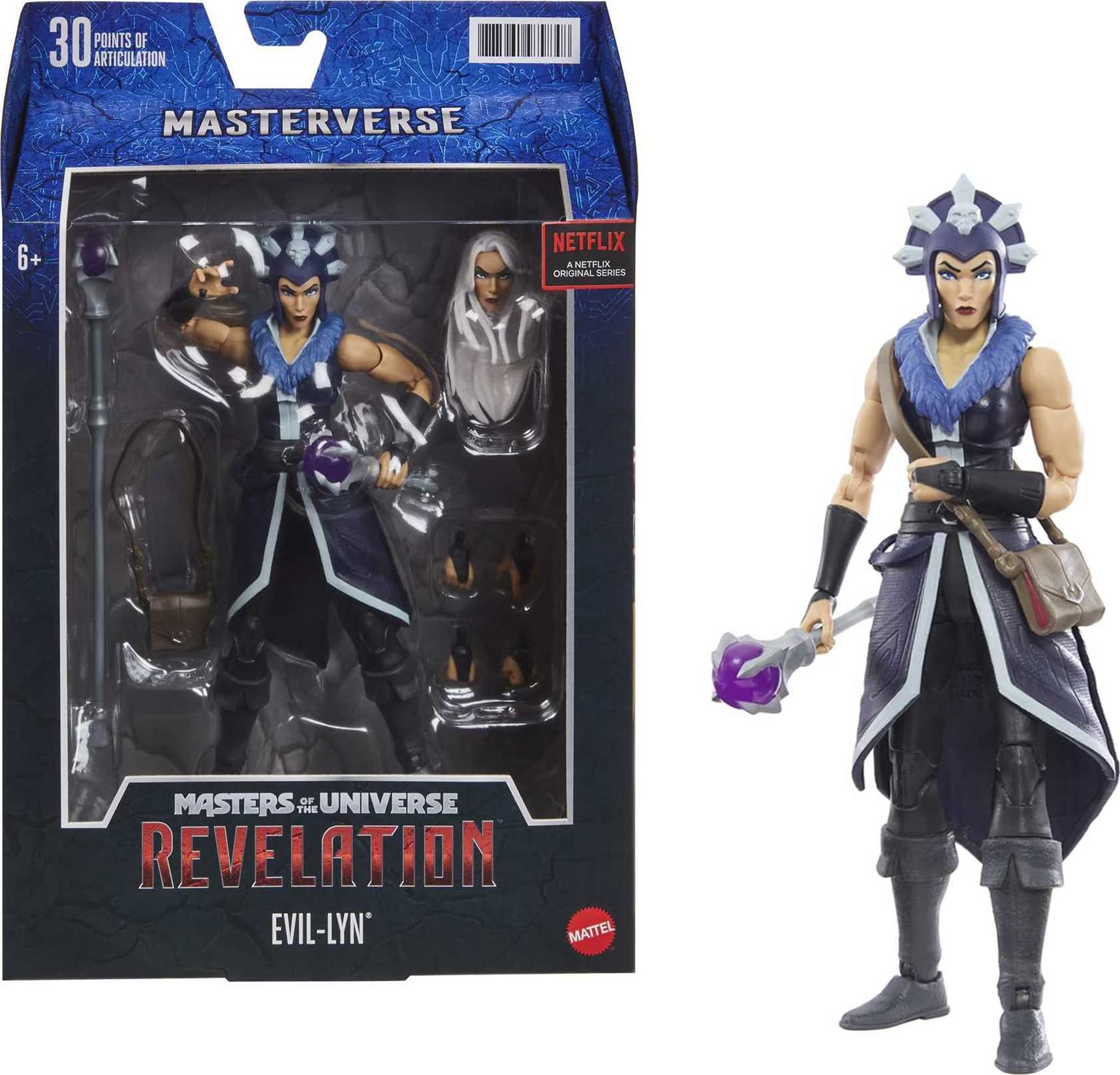 Masters of the Universe Masterverse Evil-Lyn action figure with premium articulation for dynamic poses.