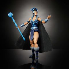Masters of the Universe Evil-Lyn staff with glow orb demonstrating dramatic display option.