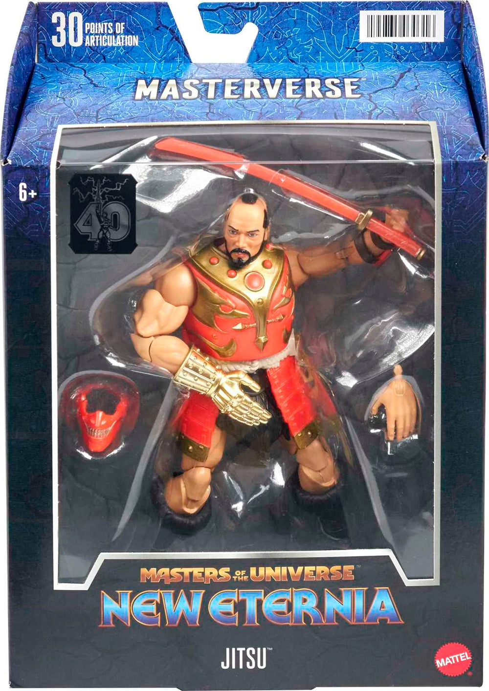 Display-ready Masters of the Universe Masterverse Jitsu for MOTU collectors.
