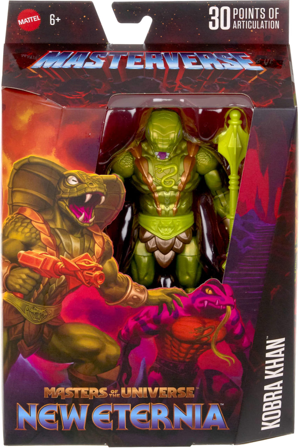 Kobra Khan glass eye and hinged jaw enhance display realism
