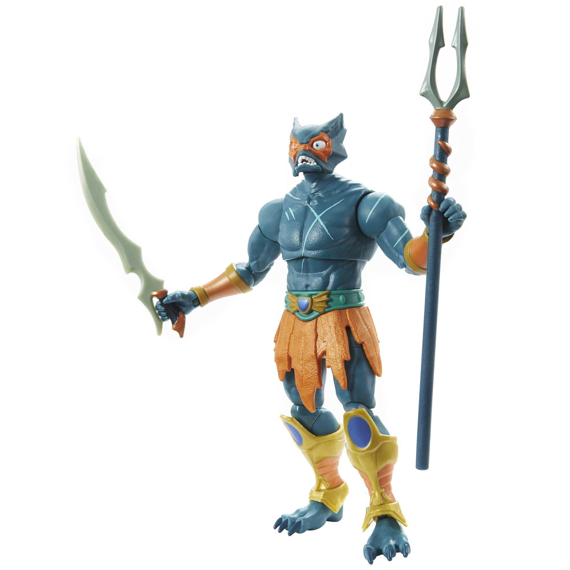 Masters of the Universe Mer-Man swappable hands expand action posing options.