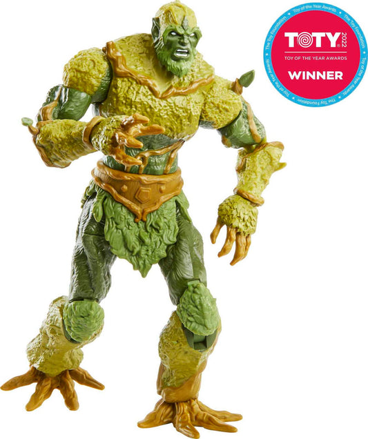 Masters of the Universe Moss Man with swappable parts for customization on MOTU shelves.