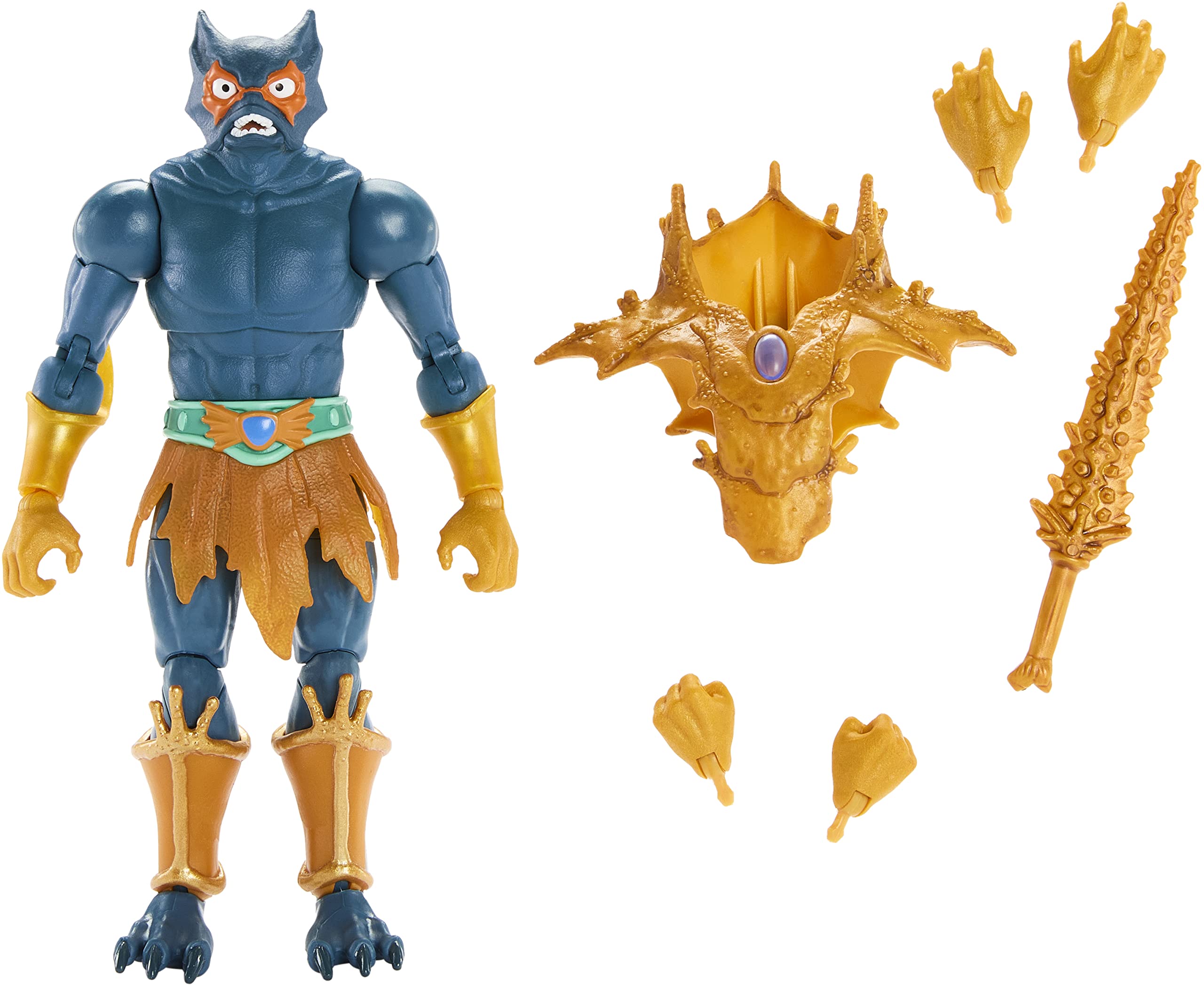 Masters of the Universe Mer-Man front view with detailed sculpt for display.