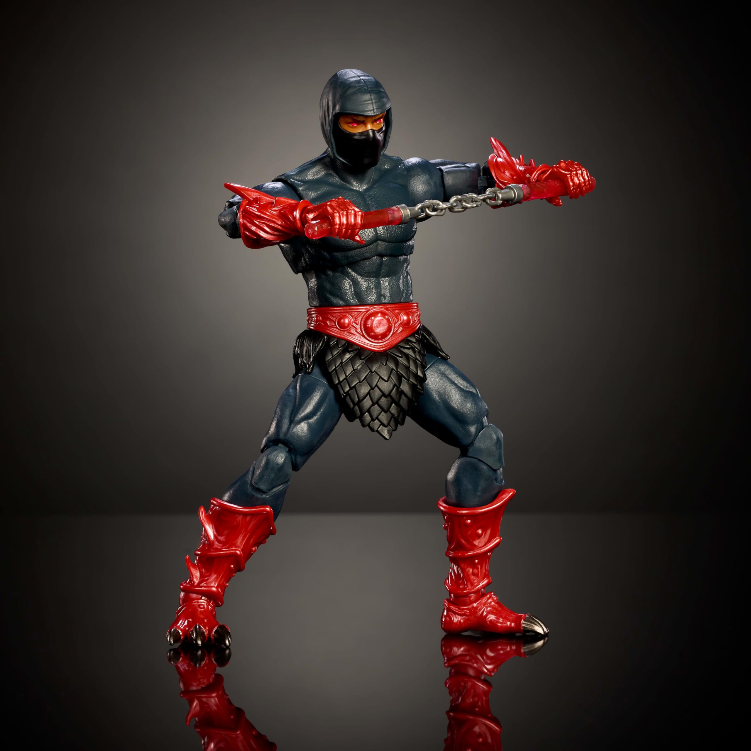 Masters of the Universe Ninjor window box packaging emphasizes collectible presentation