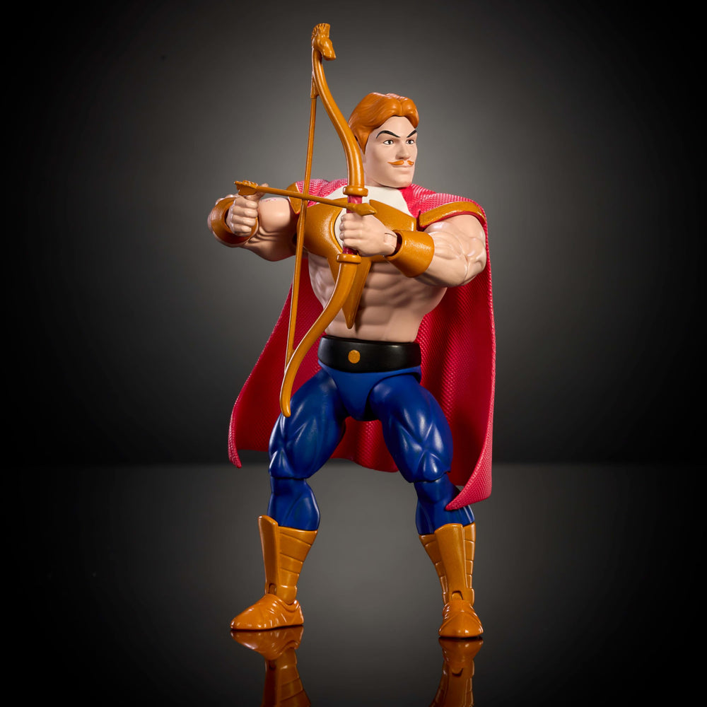 Masters of the Universe Origins Bow with removable harness and cape for customization.