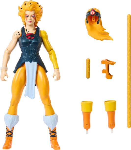 Masters of the Universe Origins Cheetara front view with dynamic articulation for display.