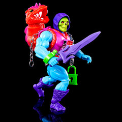 Skeletor attack-move pose demonstrates action storytelling potential for MOTU fans.