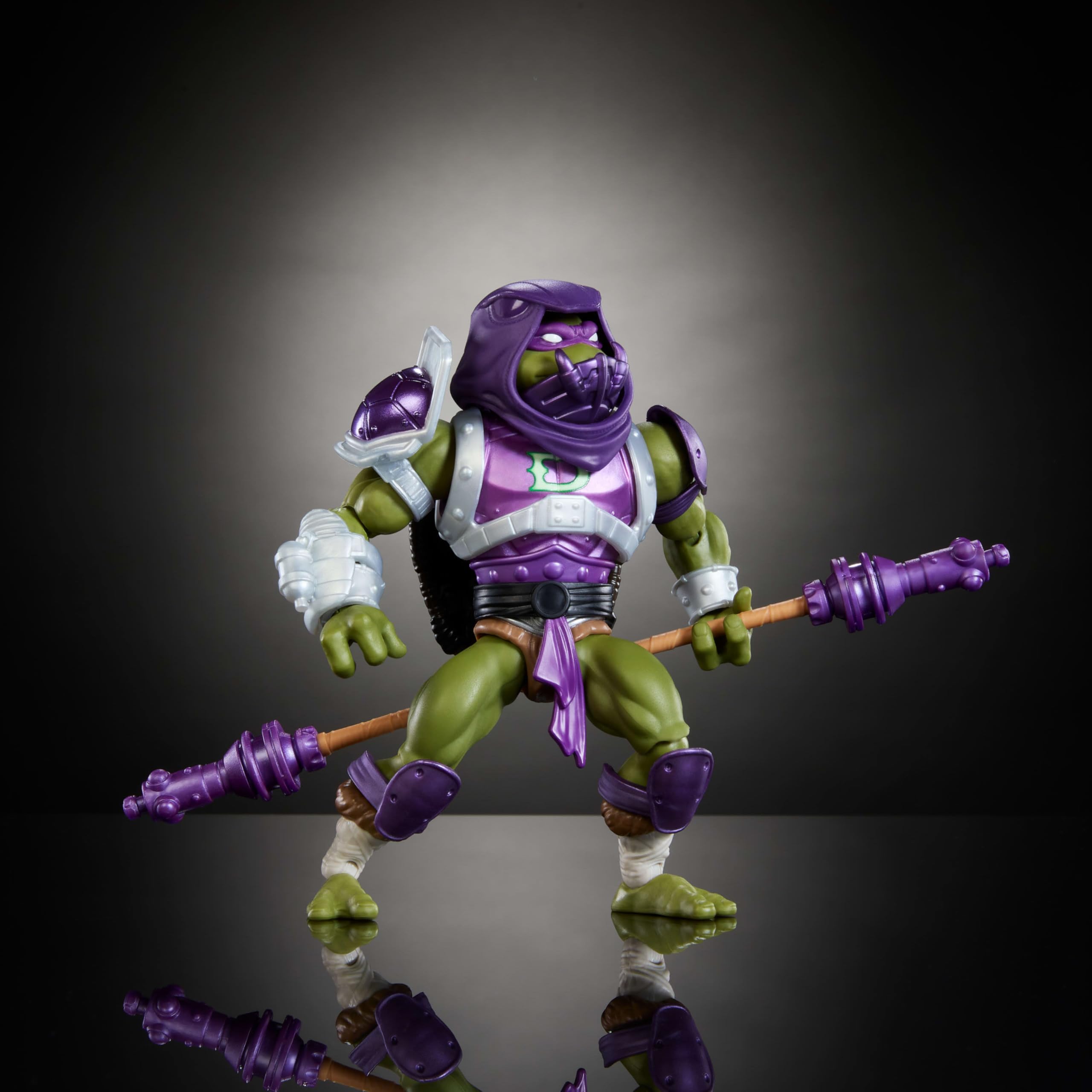 Donatello wearing removable disguise for versatile display options.