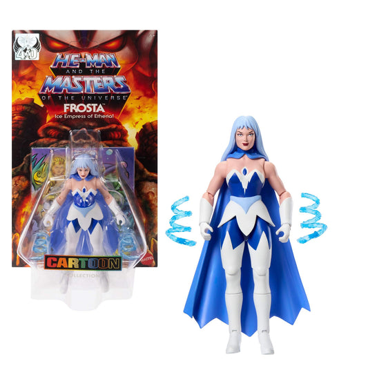 Masters of the Universe Origins Frosta with jeweled uniform and cape for classic display.