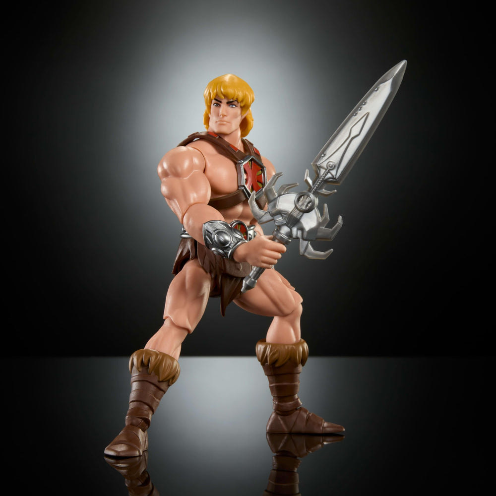16-point articulation supports dynamic battle-ready poses for Masters of the Universe Origins He-Man.